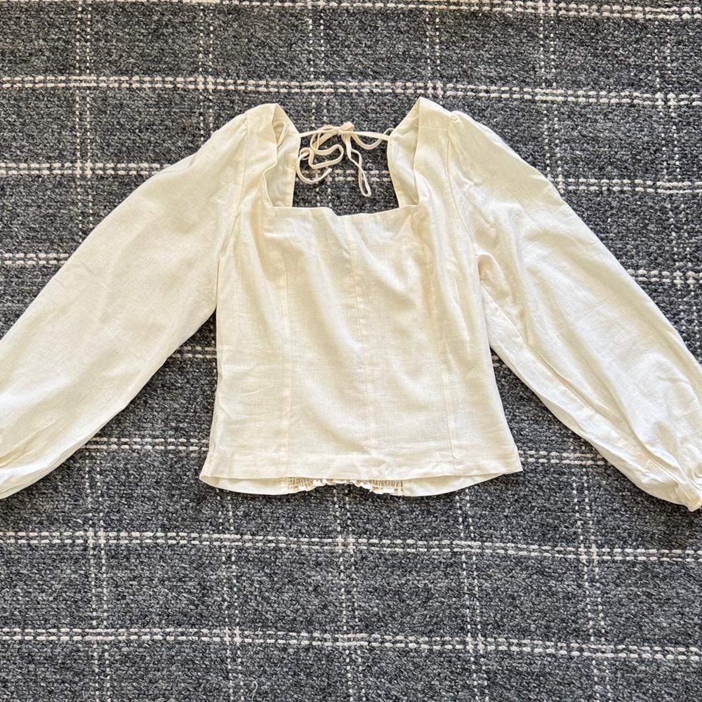 GAP Cream Blouse with Puffed Sleeves